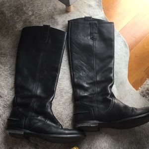 Madewell black leather mid calf boots 6.5 16inch